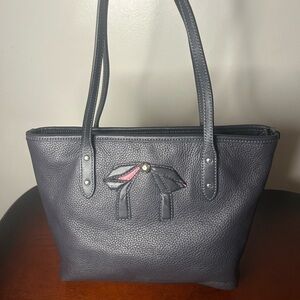 Coach Women’s Midnight Leather Bow Mini City Zip Tote 28988